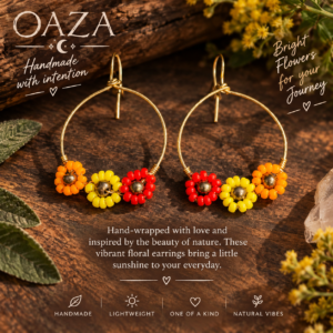 Sunburst Floral Hoop Earrings