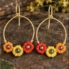 Screenshot Sunburst Floral Hoop Earrings