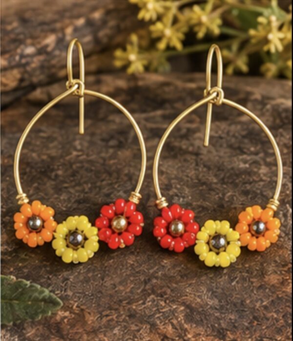 Screenshot Sunburst Floral Hoop Earrings