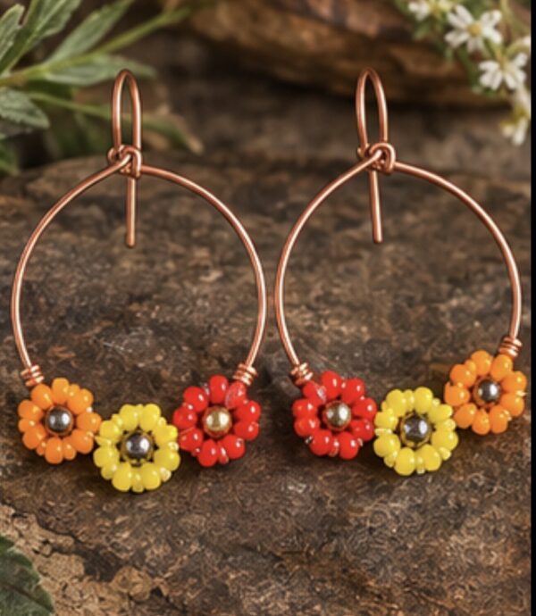 Screenshot Sunburst Floral Hoop Earrings