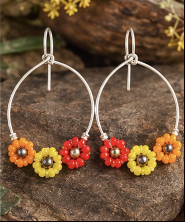 Screenshot Sunburst Floral Hoop Earrings