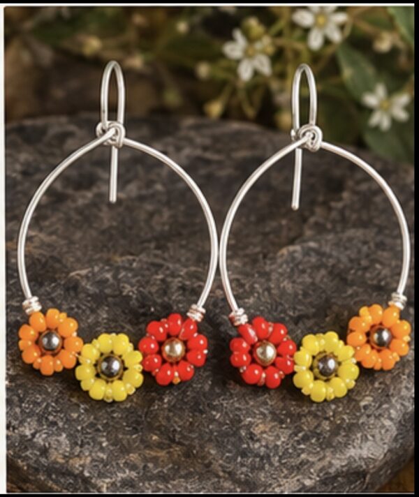 Screenshot Sunburst Floral Hoop Earrings